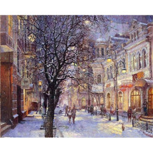 Painting By Numbers DIY Dropshipping 50x65 cm Light snow street view Landscape Handmade Gift For Adult Unique Gift Home Decor 2024 - buy cheap