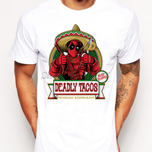 Camiseta deadpool com estampa tacos, camiseta masculina novidade hipster, camisetas da moda, 2019 2024 - compre barato