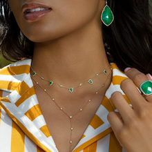 Gargantilla de color dorado con piedras verdes para mujer y niña, gargantilla de cadena con estilo, joyería de moda, regalo elegante, 2021 2024 - compra barato
