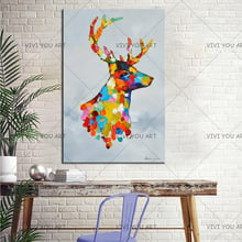 Hand Painted Thick Knife Oil Painting Cartoon Deer Oil Painting on Canvas Abstract Animal Wall Art Picture for Living Room 2024 - buy cheap