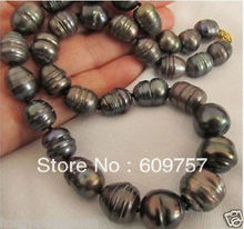 Collares de perlas naturales grandes, Noblest AA + 12-13mm, collar de perlas barrocas negras de 18" 2024 - compra barato