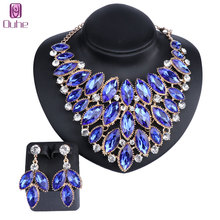 Women Accessories Wedding Bridal Party Crystal Pendant Statement Necklace Earring Resin Gem African Beads Jewelry Set 6 Colors 2024 - buy cheap