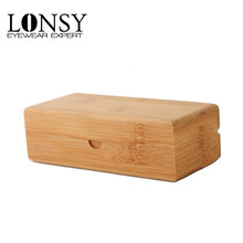 Lonsy estojo retangular de óculos de sol, caixa de óculos feito a mão de madeira e bambu natural bm8001 2024 - compre barato