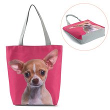 Bolsa de lona estampada para mulheres, bolsa fofa de gato, cachorro, animal, design, praia, casual, liquidação 2019 2024 - compre barato