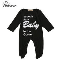 Pudcoco Baby Romper Infant Toddler Kids Letter Print Black Sleeveless Rompers Jumpsuit Outfit 0 to 18 Months Baby Clothing 2024 - buy cheap