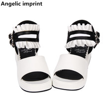 Angelic imprint woman mori girl lolita cosplay shoes lady high heels wedges pumps women princess summer dress sandal short plush 2024 - buy cheap