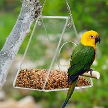 Acrylic Bird Food Box With Suction Cup Outdoor Hanging Transparent Triangular Bird House Bird Parrot Feeder 2024 - buy cheap