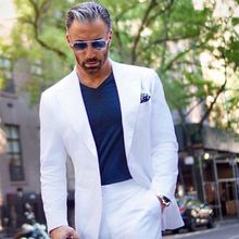 Gentle Men Suits White 2 Pieces Groom Wedding Suits Slim Fit Best Man Mens Tuxedos Terno Masculino Smoking Blazer Custom 2024 - buy cheap