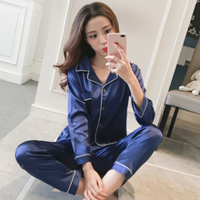 Women Silk Satin Pajamas Pyjamas Set Long Sleeve Sleepwear Spring Pijama Suit Female 2 Piece Sets Loungewear Plus Size M-5XL 2024 - buy cheap