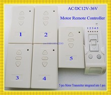 Multiple Motor Remote Controller AC/DC 12V 24V 36V 5 Motor Forwards Reverse Stop 5Motor Work Separate Independent Limit Switch