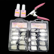 Kit de uñas postizas acrílicas blancas y naturales, decoración de uñas con pegamento, Kit de herramientas para construir uñas de Gel, 100 Uds. 2024 - compra barato