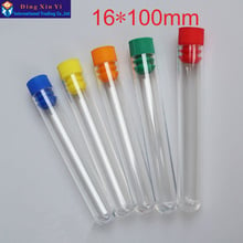 50pcs/lot 16*100mm plastic test tube with plug hard plastic tube polystyrene test tube High transparency The color can choose 2024 - buy cheap