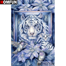 HOMFUN-pintura de diamante redondo/cuadrado completa, cuadro artesanal 5D, punto de cruz bordado de "tigre", decoración para el hogar, regalo A08864 2024 - compra barato