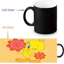 Tweety bird caneca de café à prova d'água estampada, novidade presente caneca mágica de cerâmica 12 oz escritório caneca para casa 2024 - compre barato