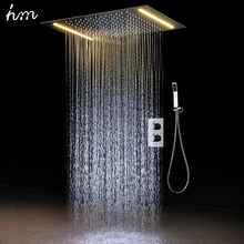 Conjunto de chuveiro termostático, com led e espalhador de chuva, para banheiro, montado no teto, 2 saídas, 360x500mm, cor de chuveiro 2024 - compre barato