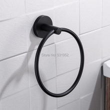 Free Shipping Black Towel Holder Towel Ring Round Wall Mounted Towel Rack Towel Shelf Stainless Steel Bathroom Accessories 2024 - buy cheap