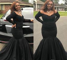 Vestido de fiesta de graduación de niñas negras africanas mangas largas de sirena vestido Formal de fiesta de graduación talla grande 2024 - compra barato