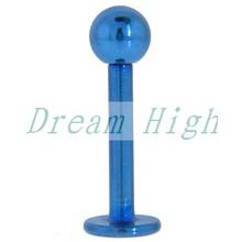 Blue Ball Titanium Plated labret ring Lip piercing 316L Surgical steel Body jewelry 100pcs/lot promotional gift 2024 - купить недорого