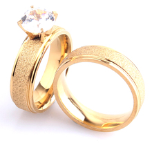 8mm ouro fosco zircão amantes 316l anéis de dedo de aço inoxidável para mulheres masculinas atacado 2024 - compre barato