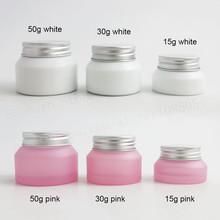 Frasco vacío de vidrio rellenable para cosméticos, contenedor de almacenamiento de bálsamo labial y crema facial, botella de vidrio plateado, color rosa y blanco, 15G/30G/50G, 500 Uds. 2024 - compra barato