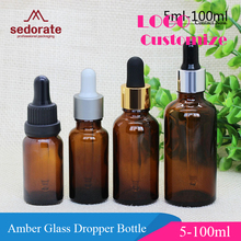Sedorate garrafa conta-gotas de vidro âmbar para óleo essencial lz019, 5ml, 10ml, 15ml, 20ml, 30ml, 50ml, 100ml 2024 - compre barato