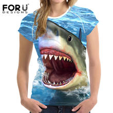 FORUDESIGNS 2019 Brand Women T Shirt 3D Dolphin Shark Prints Woman Tops Tees Shirts Novelty Female Shirt Feminine T-shirt 2024 - buy cheap