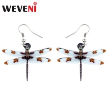 WEVENI Acrylic Unique Spotted Dragonfly Earrings New 2018 Dangle Drop Trendy Insect Jewelry For Women Girl Bijoux Wholesale 2024 - buy cheap