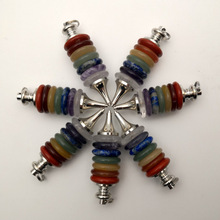 Natural Stone 7 Reiki Chakra Pendulums Pendant Necklace Wheels of Life Gems Jewelry making Wicca Dowsing 5pcs wholesale 2024 - buy cheap