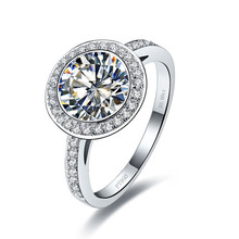 3ct anel de aniversário corte redondo para mulheres, liso 925 anéis de prata esterlina diamante 2024 - compre barato