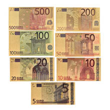 Памятные Примечания 5 10 20 50 100 200 500 евро золото Высокое качество банкноты подарки коллекция украшения 24K позолоченные евро 2024 - купить недорого