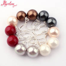 10mm Round Shell Gem Stone Beads White Tibetan Silver Dangle Huggie Women Hook Fashion Earrings 1 Pair,Wholesale Free Shipping 2024 - buy cheap