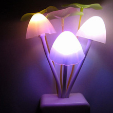 Novelty Mushroom Fungus Night Light EU & US Plug Light Sensor 220V 3 LED Colorful Mushroom Lamp Led Night Lights P15 2024 - buy cheap
