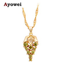 Corn design   gold tone necklaces & pendants for girls excellent Zircon crystal wholesale & retail  fashion jewelry LN268A 2024 - buy cheap