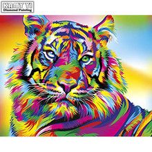 Pintura de diamante 5D DIY "tigre de colores", cuadrados o redondos de imitación bordado de diamantes, estilo punto de cruz, decoración del hogar XY1 2024 - compra barato