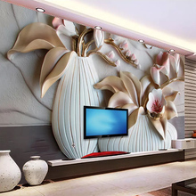 Phalaenopsis-papel de parede em relevo 3d, personalizado, qualquer tamanho, europeu, vaso de parede, mural, sala de estar, tv, sofá, à prova d'água 2024 - compre barato