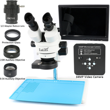 Simul-Focal 3.5-90X Trinocular Stereo Microscope 34MP HDMI USB Industrial Camera Digital Recorder 10.1" LCD 144LED Ring Light 2024 - buy cheap