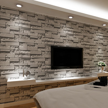 Papel de parede 3d de tijolo empilhado, papel de parede cinza para sala de estar, com cobertura de parede de tijolos, rolo de pvc 2024 - compre barato