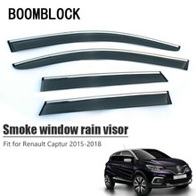 Boomblock 4 pçs capas de carro janela viseira sol chuva vento defletor toldo escudo abs para renault captur 2015 2016 2017 2018 2024 - compre barato