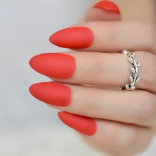 2018 New Matte Red Stiletto Fake Nails Almond Pointed Press on Oval False Nail Full Cover Artificial Nep Nagels 2024 - buy cheap