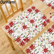 OurWarm 2Pcs Poinsettia Embroidered Placemats Disposable Party Tableware 28x44cm Table Mats for Dining Home Christmas Decoration 2024 - buy cheap