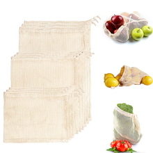 Reusable Cotton Vegetable Bags Home Kitchen Fruit And Vegetable Storage Mesh Bags With Drawstring Machine Washable 3 Size 2024 - buy cheap