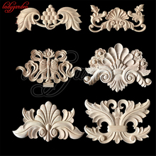 Decoración Para tallado de madera con flores, apliques de madera para muebles, armario, molduras de madera sin pintar, calcomanía, estatuilla decorativa 2024 - compra barato