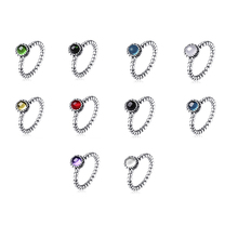 Silver Color Ring Charms Charm Round Stone For Women Jewelry 2024 - buy cheap