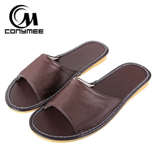 Summer 2019 Leather Sandals Flip Flops Men Casual Shoes Indoor Home Slippers Outdoor Male Beach Sandals Non-slip Bath Slippers 2024 - buy cheap