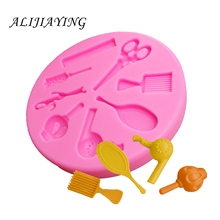 Hair dryer scissors comb shape silicone molds for 3D crafts dessert decorators moulds cake decorating tools D0145 2024 - buy cheap