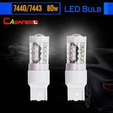Cawanerl 1 Pair T20 7443 7440 W21/5W 80W Car LED Bulb 1800LM White Auto Tail Reverse Brake Parking Turn Signal Lamp Backup Light 2024 - buy cheap