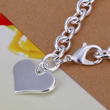 New silver plated Jewelry Silver plated Cuff Chain Charm Heart Tag Bracelet Jewelry Bracelet SMTH278 2024 - buy cheap