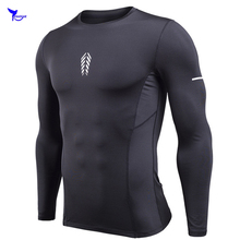 2019 Printed Rashgard Bodybuilding Running Shirt Men Quick Dry Jogging T-shirt Long Sleeve Elastic Compression Fitness Sportwear 2024 - buy cheap