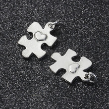 8SEASONS Fashion Unique Puzzle Heart Silver Color Pendant Engraved Letters Lovers Pendant Necklace Women Jewelry, 10 PCs 2024 - buy cheap