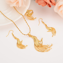 gold  PNG Necklace pendant Earrings ring chain Set Women Party Gift african women Bird of Paradise wedding Jewelry girls charm 2024 - buy cheap